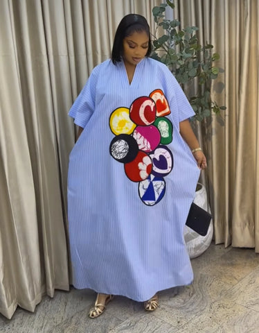 African Plus Size Dresses for Women Spring Autumn V-neck Half Sleeve Wedding Party Evening Christmas Long Dress Robes Gowns