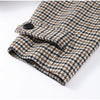 Checkered Women Short Trench Coat Lapel Double‑Breasted Belted Waist Jacket Autumn Retro Lady Outerwear
