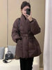 Cotton Padded Coat With Belt Long Sleeves Big Size Solid Warm Jacket Winter Female Streetwear 2Z288516