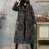 Vintage Winter Women Fleece Warm Cotton Coat Floral Print Mid-length Hooded Cotton-padded Jacket Windproof Coats