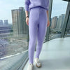 100% Mink Cashmere Knitted Feet Pants Women's Elastic Waist Slim Trousers Warm Joker Radish Pants Autumn Thick Leggings