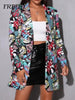 Elegant and Youth Blazer Spring Vintage Irregular Print Casual Woman Clothing High Street Lapel Blazer Woman Outerwears