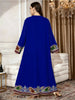 Plus Size Middle Eastern Gown Western V-Neck Printed Women's Dress for Commute Loose Vacation Style Long Sleeve Dress