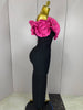 Stereoscopic Red Flowers Sexy Off The Shoulder Ankle Lenght Bandage Dress Woman Birthday Party Vestido Wedding Party Outfit