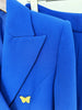 High Street Designer Blazer Suit Women's Rose Buttons Asymmetrical Blazer Straight Pants Set 2pcs