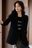 Spring Autumn Women Split Fork Blazer Coat Advanced Ladies Solid Color Tops Overcoat Female Long Sleeves Suit Jacket