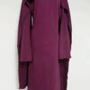 High Neck Cape Sleeve Slim-Fit Maxi Dress Pearl Trim Solid Color Floor Length Modest Abaya Style Formal Occasion Women