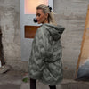 Winter Solid Women Thicken Coat Casual Long Sleeve Hooded Zippers Pleated Female Outwear Elegant Lady Oversize Jacket