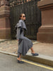 Light Blue Cape 3 Piece Outfit Women Solid Slim Blouse Asymmetrical Hem Midi Skirt Lady Formal Office Matching Set
