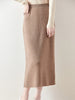 100% Merino Wool Skirt Women's Elastic Waist Cashmere Striped Skirts Office Lady Knitted Simple Dress Thickening Autumn Winter