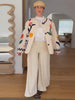 Women Floral Embroidery Jacket Long Sleeve Open Front Loose Fit Button Down Coat Autumn Casual Boho Chic Outwear