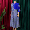 Elegant Dresses for Women Fall African 3/4 Sleeve Party Birthday Robe Chic 3D Flower Plaid Evening A-Line Dress
