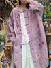 Spring Retro Print Ramie Loose Women Thin Wind Coats Leisure Long Trench Vintage Chinese Style Coat