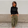 Printed Curved Wide Leg Denim Jeans High Waist Seam Detail Casual Women All-match Long Pants Autumn Chic Outfits