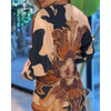Women Vintage Baroque Print Long Sleeve Bodycon Dress Casual Plunge V Neck Ruched Slim Fit Midi Dress Party Elegant Wear