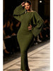 Black Knitted Dress Women O Neck Long Sleeve Bodycon Midi Dresses Female Elegant High Strecth Light Loose Dresses Thin