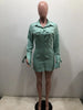 Women Single Breasted Turn-down Neck Shirt Style A-line Bodycon Long Sleeve Dress