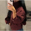 Solid Faux Suede Jackets Women's Stand Collar Full Sleeves Zip Cropped Coat Autumn Winter Lady Casual Outerwear