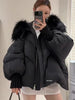 Janveny2026 Winter Large Real Fur Hooded Puffer Jacket Women Thicken Warm Knitted Sleeve Coat White Duck Down Mid Long Parka