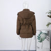 Solid Quilted Cotton Coat Women's Turtleneck Lace-up Full Sleeve Warm Jacket Autumn Winter Lady Commuter Outwear
