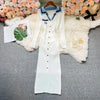 Brand Autumn Knitted Long Dress Women Y2K Embroidery Long Sleeve Bodycon Sweater Dress Streetwear Robe
