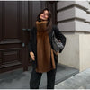 Women's Warm Faux Fur Spliced Cotton Coats Loose Lapel Long Sleeve Pockets Thicken Jacket Winter Lady Chic Outwear