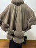 Women 2 Circle Wraps Long Faux Rabbit Fur Cape Poncho Winter Loose Thick Warm Shawl Outerwear Knitted Cloak Overcoat