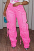 Plus Size Cargo Denim Jeans Pockets Buttons Women Jeans Pant High Waist Casual Streetwear Vintage Hip Hop Trousers Pant