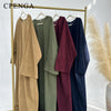 Arabic Women Corduroy Abaya Dress Ramadan Dubai Muslim Modest Cardigan Islamic Autumn Winter Warm Turkey Loose Solid Robe