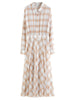 Retro Checkered Elegant Commuter Dress for Women Spring Quick-Drying Easy-Care WIth Inner camisole Dress