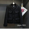 Women's Short Jacket Spring Autumn High-grade Tweed Lady Casual Outerwear Solid Single Breasted Ladies High-Quality Coat