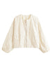 Women O Neck Long Sleeve Embroidery Jacket Front Zipper Loose Crop Outerwear Lady Commuting Casual Outfits