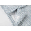 French White Tweed Crop Jacket for Women Autumn Elegant Slimming Decor Button Coat Woman Round Neck Long Sleeve Outerwear