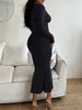 Women's Solid Long Sleeve Bodycon Dress, Chic Basic Minimalist Causual Scoop Neck Long Dress, Womenswear