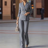 Autumn Winter Ladies Pant Suit Women Striped Female Business Work Wear Jacket Blazer and Trouser Formal 2 Piece Set
