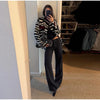 Zebra Striped Faux Fur Jacket Women Stand Collar Burgundy Velvet Patch Pocket Single Breasted Coat Autumn Street Jackets