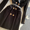 Autumn Winter British Style Double breasted Slim Velvet Dress Femme Vintage Elegant Solid Color Lapel Collar Vestido