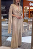 Autumn Women's Party Sequin Solid Color Personalized Dress V-neck Simple Casual Loose Long Sleeved Dress
