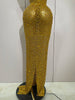 Sexy Sparkly Crystal Diamonds Mesh See Through Long Dress Women Elegant Party Costume Singer Stage Performance Outfit