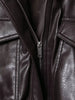 Women's Faux Leather Short Jacket Coat Long Sleeve High Collar Chic Top with Flap Pockets Female Outerwear