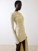 Irregular Draped Ruched Sexy Mini Dress Women Gown Elegant Turtleneck Long Sleeve High Waist Pleated Club Party Dress