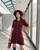 Elegant Knit Mini Dress Women Street Slim High Waist Short Sleeve Rib Sweater Dresses Vacation Bodycon Knitwear Dress