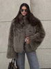Modern Faux Fur Like Plush Jacket Autumn Winter Women's Warm Trench Coat Thicken Lady's Party Street Wear