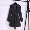 Women's Trench Coats Spring Autumn Mid-length Slim Outerwear Double-breasted Belt Long Sleeves Windbreaker