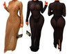 Turtleneck Skinny Women Dresses Sexy Skirt Long Sleeve Bodycon Sexy Streetwear Party Club Hollow out Long Dress