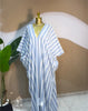 Fall Holiday Half Batwing Sleeve Striped Print Loose Long Dress Street Women Party Vestidos Maxi Dresses Vestidos