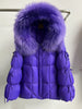 Lagabogy Big Natural Fox Fur Puffer Jacket Winter Clothes Women Thick Warm White Duck Down Coat Female Real Fur Parker