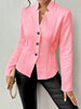 Autumn and Winter Woman Textured Button Front Blazer Stand Collar Long Sleeve Fit for Office and Casual Wear Suit Jacket