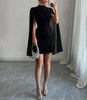 European and American Women's Round Neck Pit Bar Pearl Chiffon Cloak Wrapped Hip Dress for Women