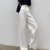 Autumn Spring Jeans Women Denim Pants Vintage Straight Trousers Female White Black Solid Loose Casual Wide Leg Pants